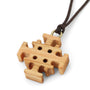 Four-Hole Jerusalem Cross Pendant Necklace in Olive Wood