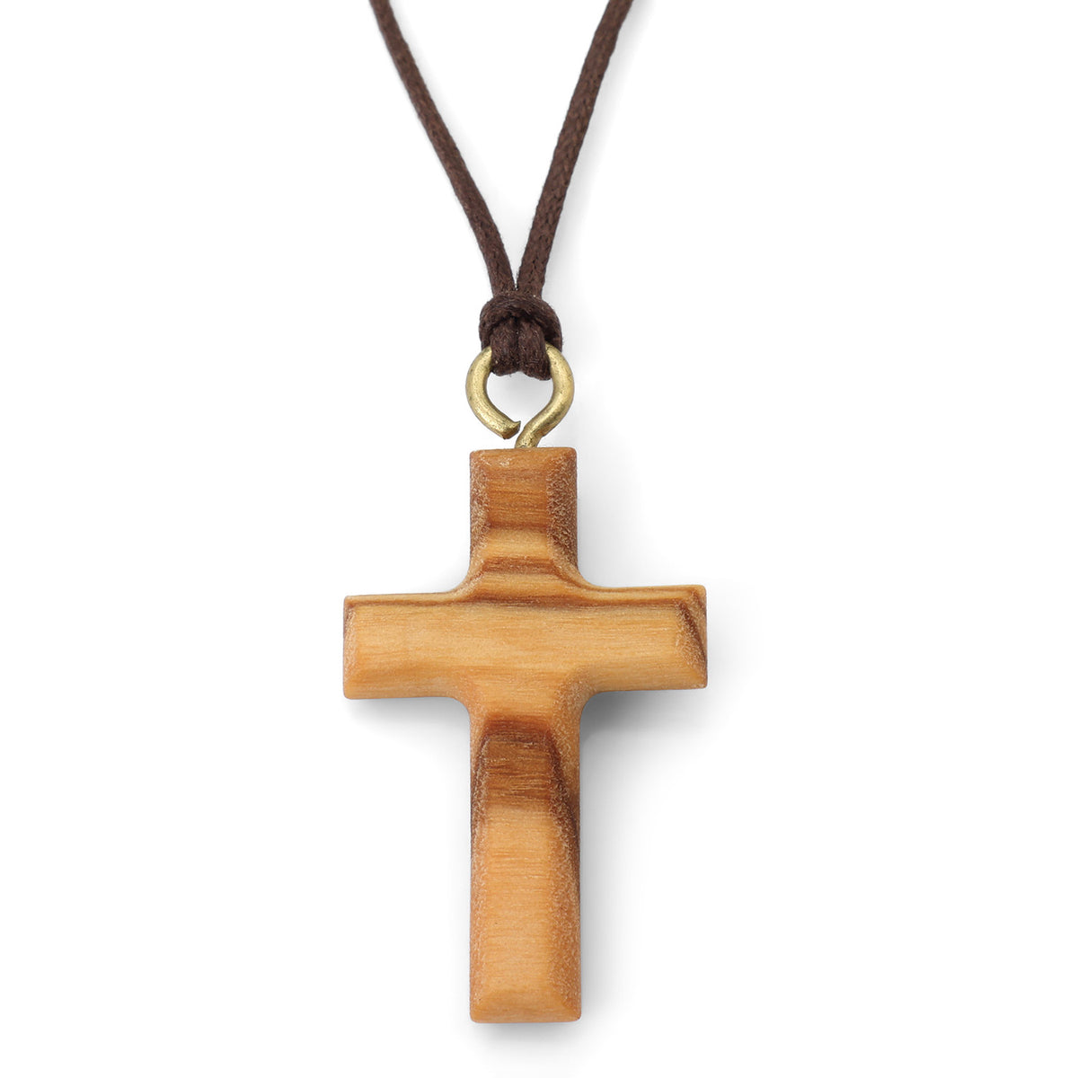 Latin Cross Pendant Necklace in Olive Wood by Marina Jewelry