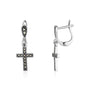 Marcasite cross drop earrings in 925 sterling silver by Marina Jewelry