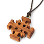 Jerusalem Cross Pendant Necklace in Olive Wood