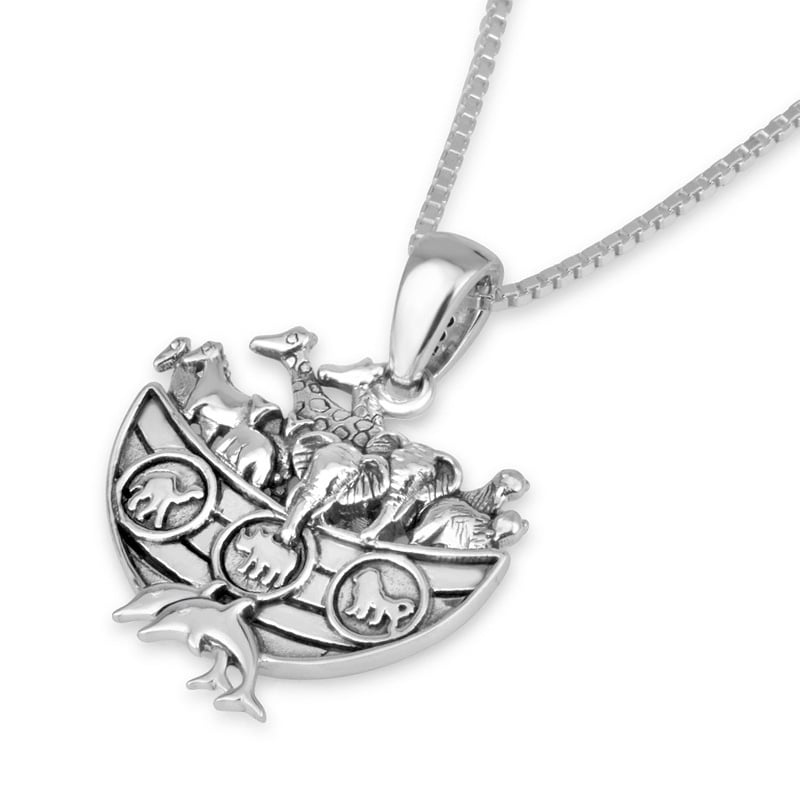 Oxidized Noah's Ark Pendant Necklace in 925 Sterling Silver by Marina Jewelry