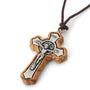 Saint Benedict Crucifix Pendant Necklace in Olive Wood