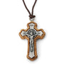Saint Benedict Crucifix Pendant Necklace in Olive Wood by Marina Jewelry