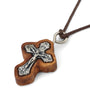 Flared Crucifix Pendant Necklace in Olive Wood