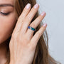 Angled Dotted Eilat Stone Ring in 925 Sterling Silver – shown worn