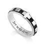 Rosary ring with black enamel checkered band and cross in sterling silver by Marina Jewelry