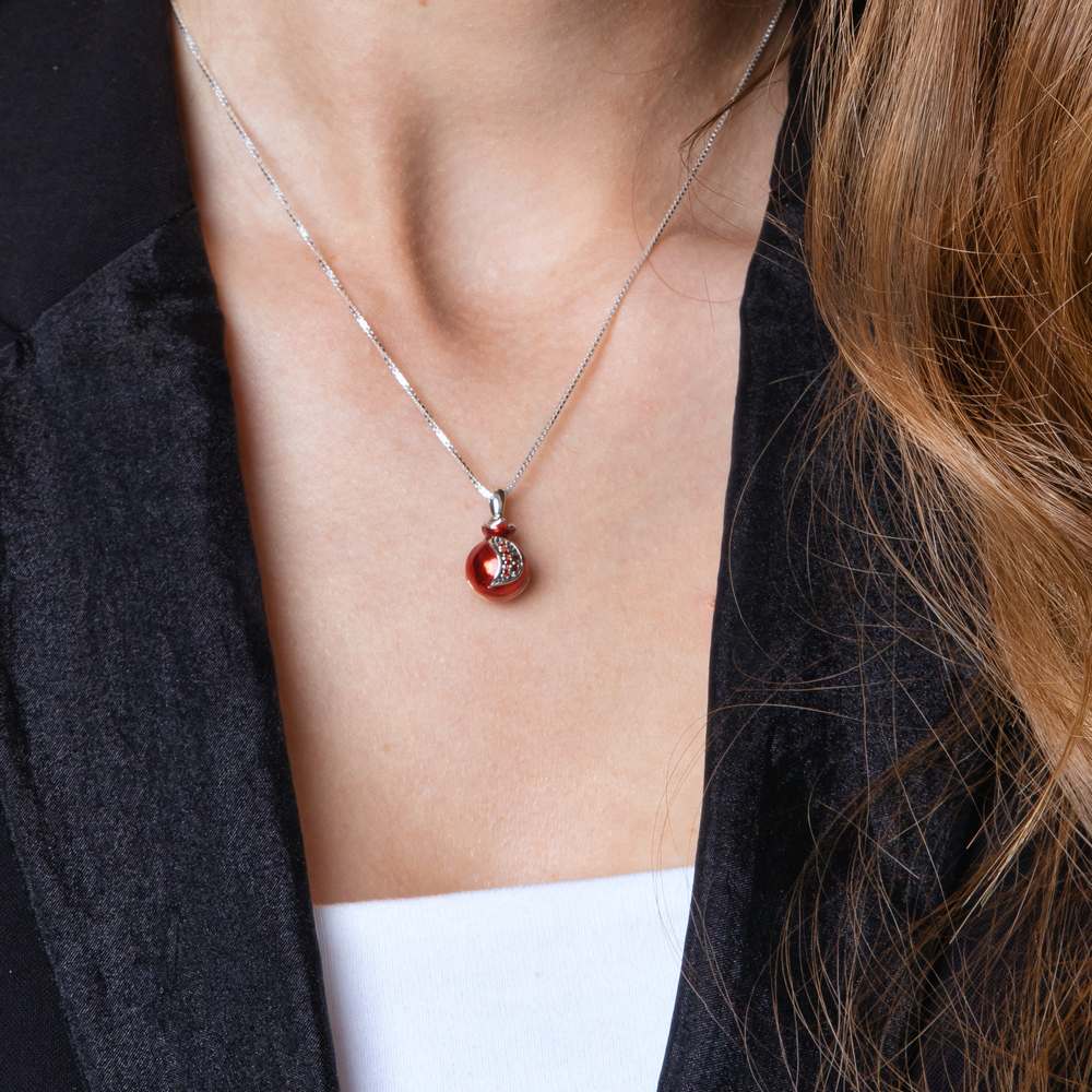 Red Spessartine Garnet Pendant Necklace Silver | Moldavite Life
